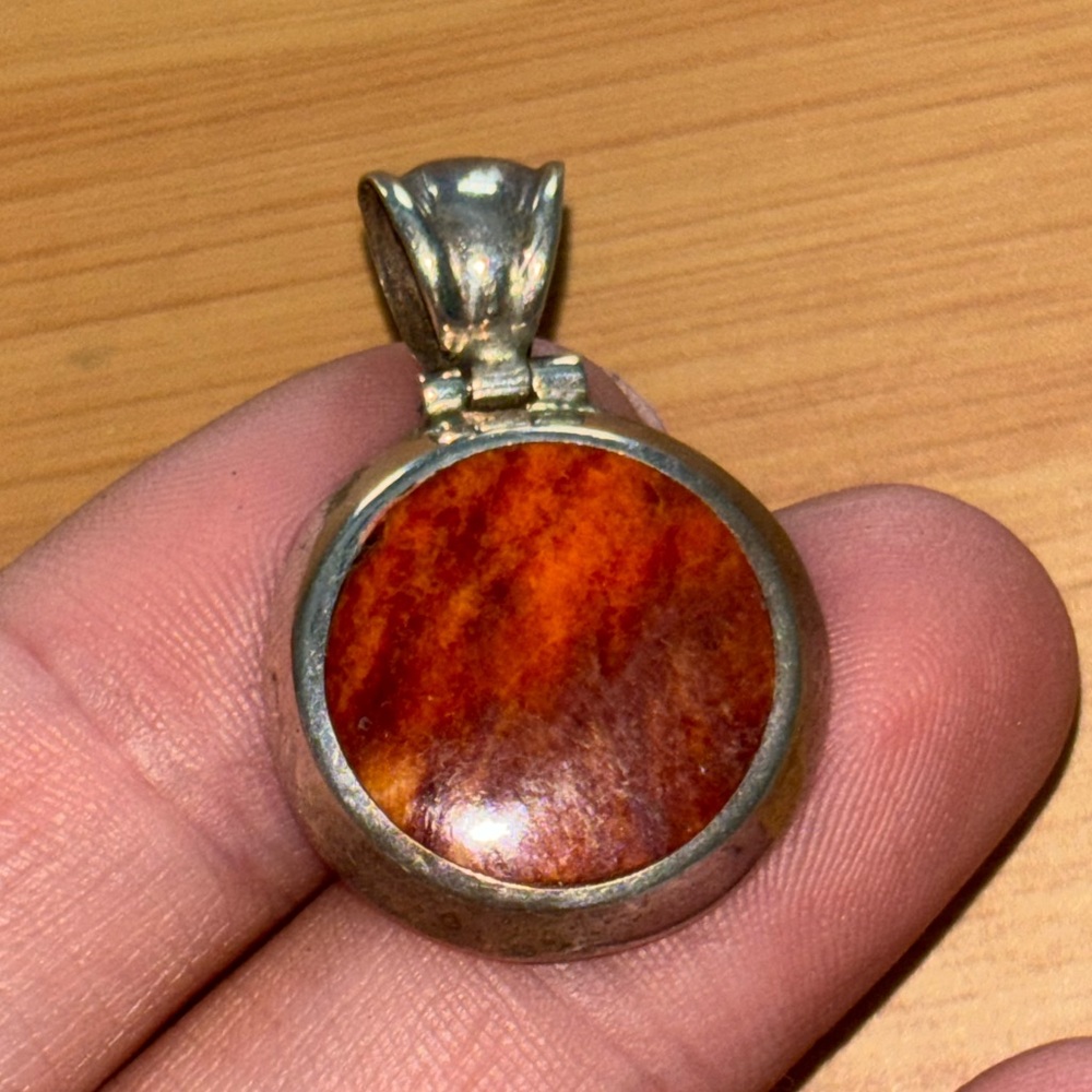 Mexico 950 Sterling Jasper Pendant Vintage